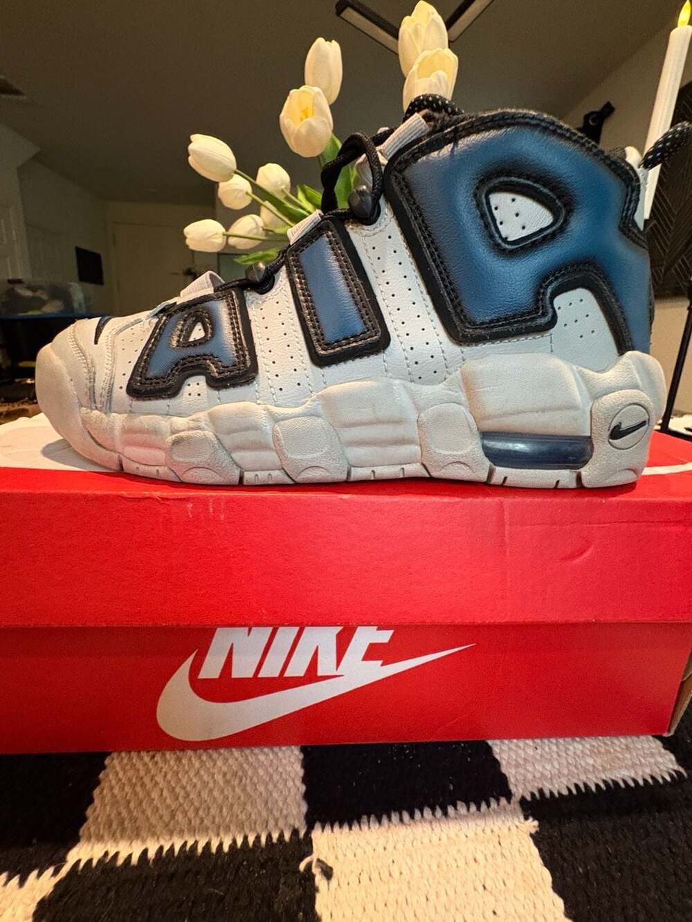 Nike Air More Uptempo '96 'Industrial Blue' Light Iron Ore Sneakers 5 youth/6.5